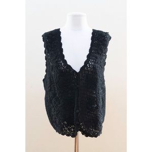 Vintage White Stag Black Woven Cotton Vest